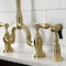 Kingston Brass Bridge Kitchen Faucet with Brass Sprayer, Brushed Brass KS7757BALBS - alternate 3